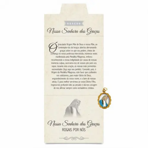 Cartão personalizado + medalhinha de N. Sra. das Graças