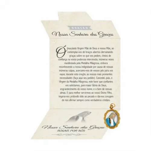 Cartão personalizado + medalhinha de N. Sra. das Graças