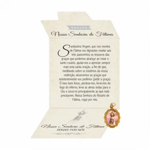 Cartão personalizado + medalhinha de N. Sra. de Fátima