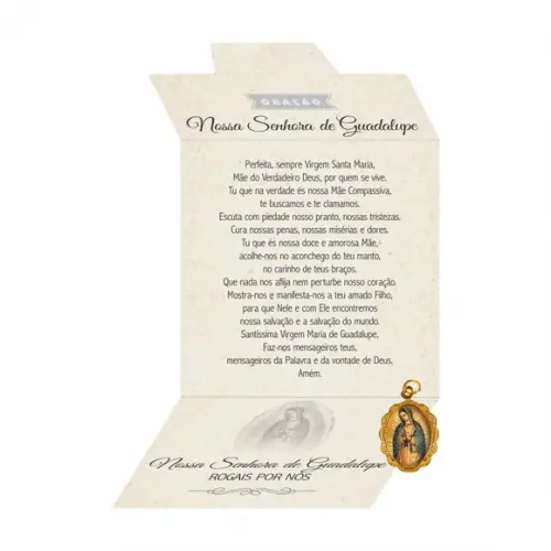 Cartão personalizado + medalhinha de N. Sra. de Guadalupe