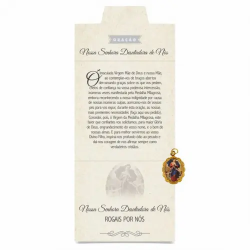 Cartão personalizado + medalhinha de N. Sra. Desatadora Nós