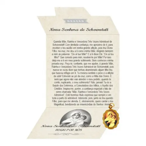 Cartão Personalizado + Medalhinha de N. Sra. de Schoenstatt