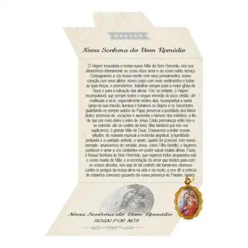 Cartão Personalizado + Medalhinha De N. Sra. Do Bom Remédio