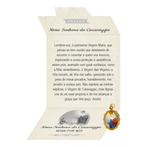 Cartão Personalizado + Medalhinha de N. Sra. do Caravággio
