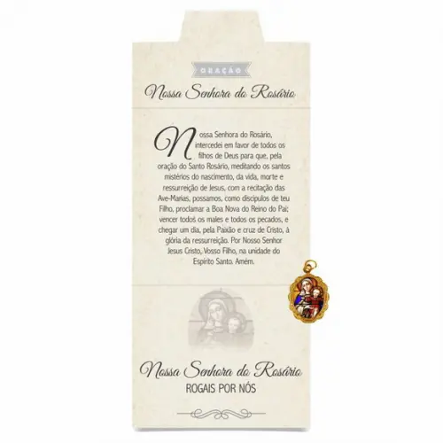 Cartão personalizado + medalhinha de N. Sra. do Rosário