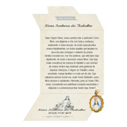 Cartão Personalizado + Medalhinha de N. Sra. do Trabalho