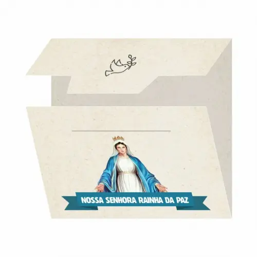 Cartão personalizado + medalhinha de N. Sra. Rainha da Paz