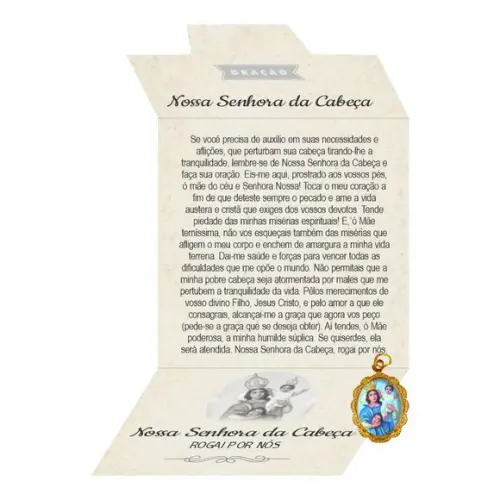 Cartão Personalizado + Medalhinha De Nossa Senhora Da Cabeça