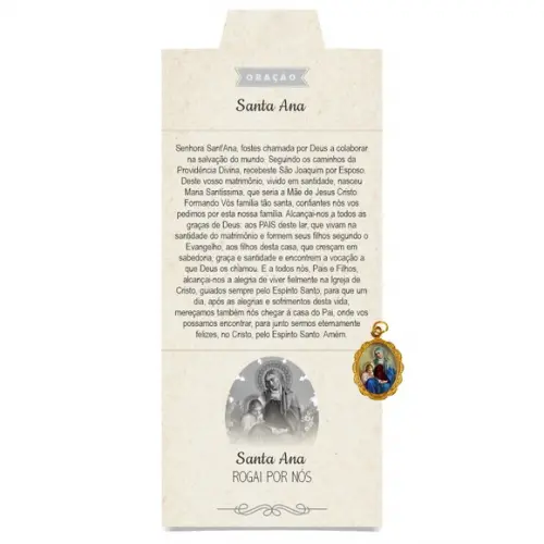 Cartão Personalizado + Medalhinha de Santa Ana