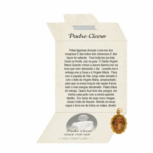 Cartão Personalizado + Medalhinha de Padre Cícero