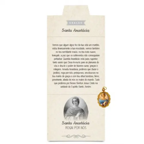Cartão Personalizado + Medalhinha de Santa Anastácia