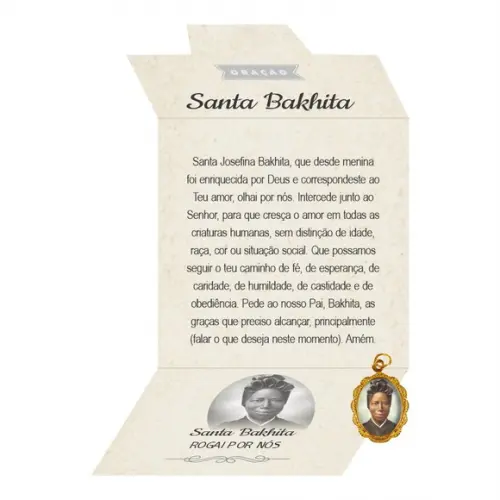 Cartão Personalizado + Medalhinha de Santa Bakhita