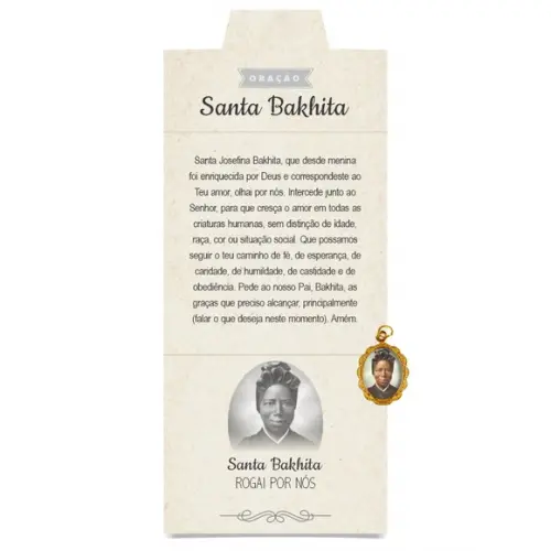 Cartão Personalizado + Medalhinha de Santa Bakhita