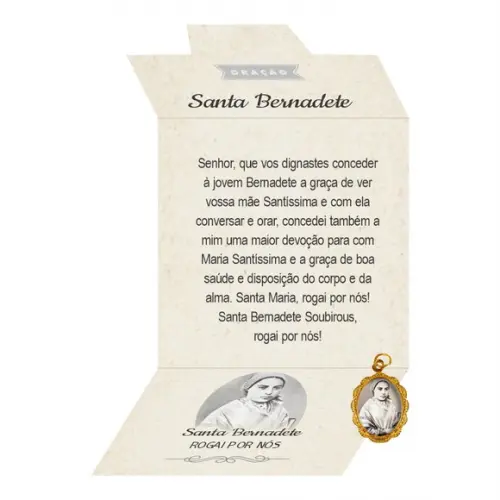 Cartão Personalizado + Medalhinha de Santa Bernadete