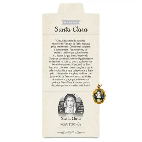 Cartão Personalizado + Medalhinha de Santa Clara