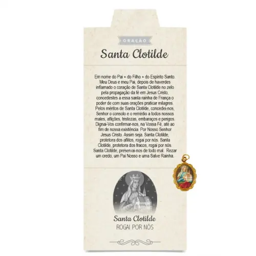 Cartão Personalizado + Medalhinha de Santa Clotilde