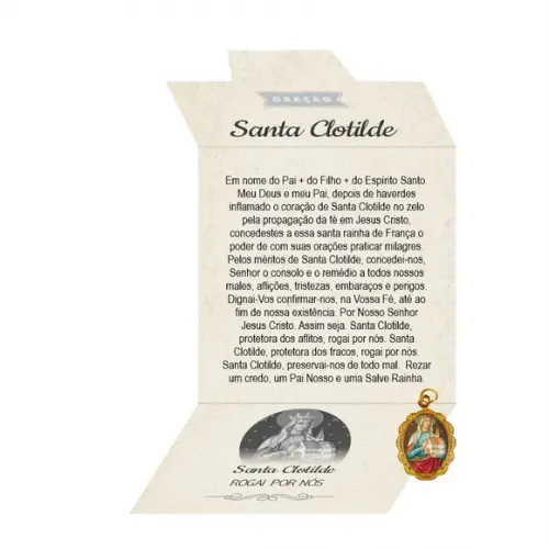 Cartão Personalizado + Medalhinha de Santa Clotilde