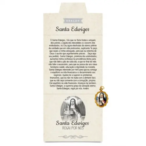Cartão Personalizado + Medalhinha de Santa Edwiges