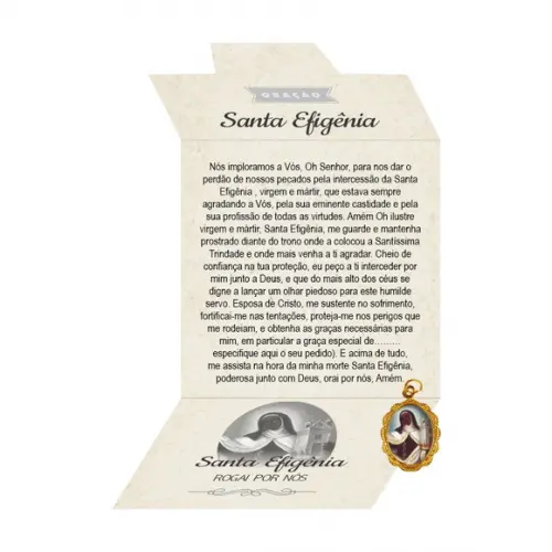 Cartão Personalizado + Medalhinha de Santa Efigênia