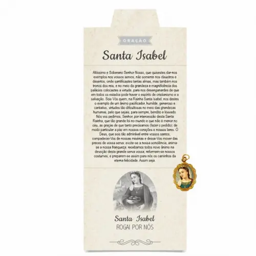 Cartão Personalizado + Medalhinha de Santa Isabel