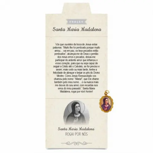 Cartão Personalizado + Medalhinha de Santa Maria Madalena