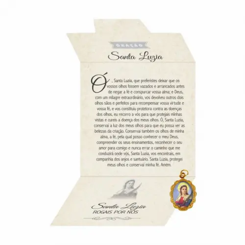 Cartão personalizado + medalhinha de Santa Luzia
