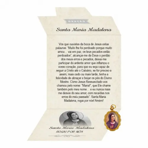 Cartão Personalizado + Medalhinha de Santa Maria Madalena