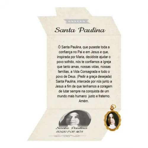 Cartão Personalizado + Medalhinha de Santa Paulina