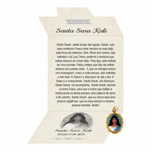 Cartão Personalizado + Medalhinha de Santa Sara Kali