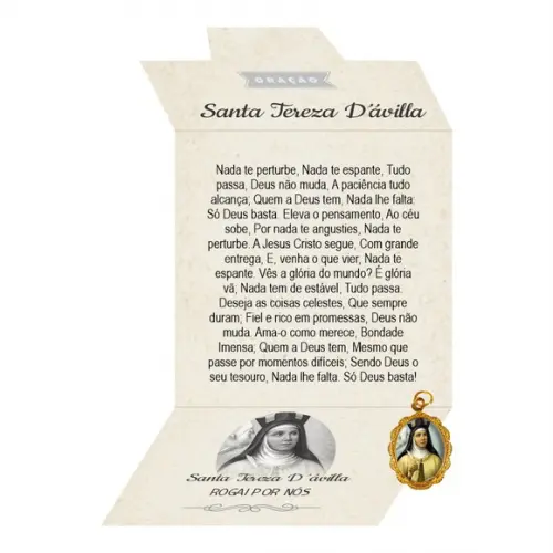 Cartão Personalizado + Medalhinha de Santa Tereza D´ávila