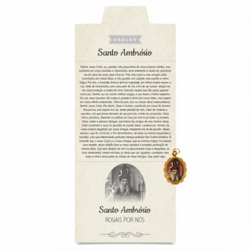 Cartão Personalizado + Medalhinha de Santo Ambrósio