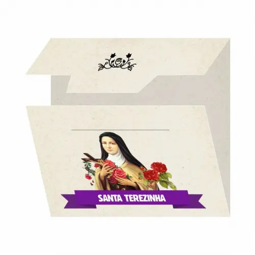 Cartão personalizado + medalhinha de Santa Terezinha
