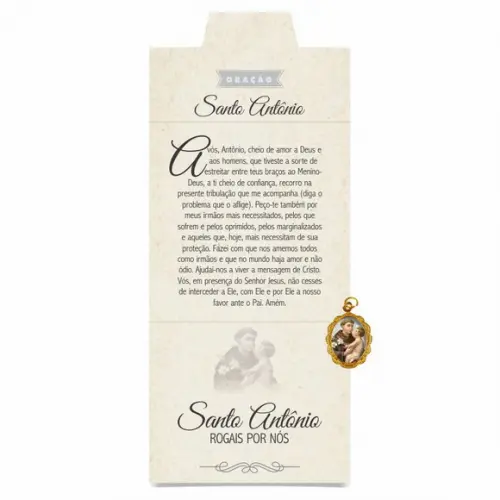 Cartão personalizado + medalhinha de Santo Antonio