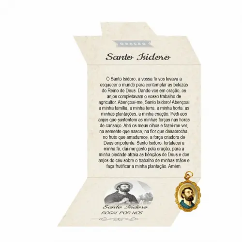 Cartão Personalizado + Medalhinha de Santo Isidoro
