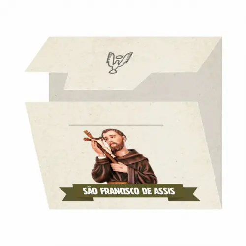 Cartão personalizado + medalhinha de São Francisco de Assis