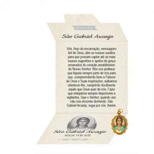 Cartão Personalizado + Medalhinha de São Gabriel Arcanjo