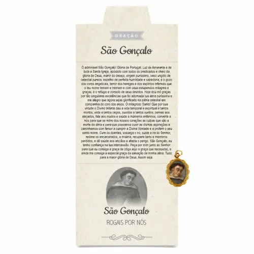 Cartão Personalizado + Medalhinha de São Gonçalo