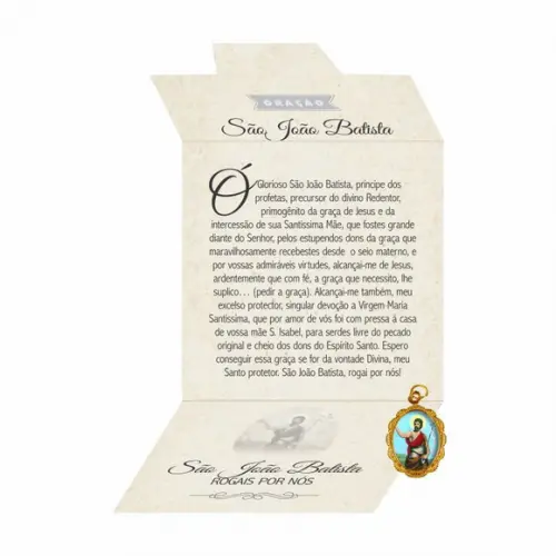 Cartão personalizado + medalhinha de São João Batista