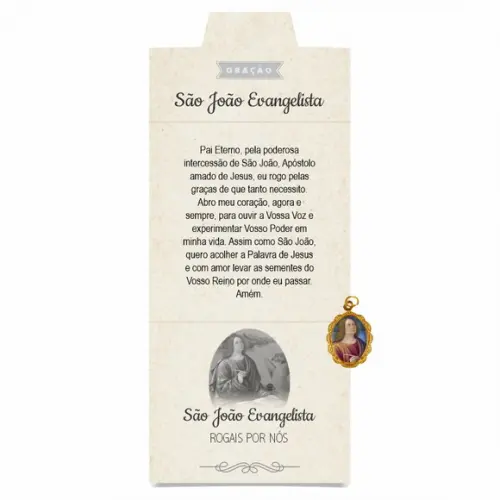 Cartão Personalizado + Medalhinha de São João Evangelista