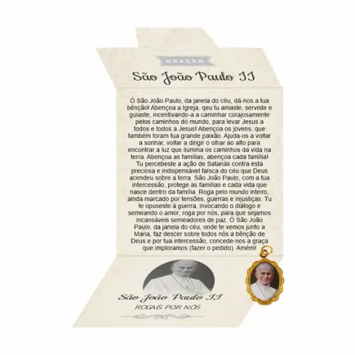 Cartão Personalizado + Medalhinha de São João Paulo Segundo