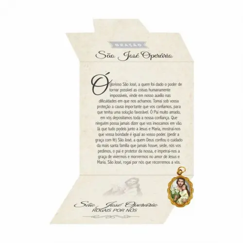Cartão personalizado + medalhinha de São José Operário
