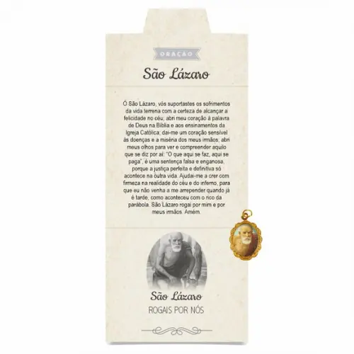 Cartão Personalizado + Medalhinha de São Lázaro