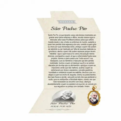 Cartão Personalizado + Medalhinha de São Padre Pio