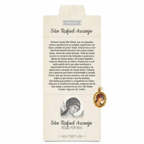 Cartão Personalizado + Medalhinha de São Rafael Arcanjo