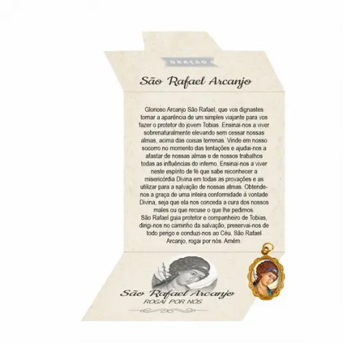 Cartão Personalizado + Medalhinha de São Rafael Arcanjo