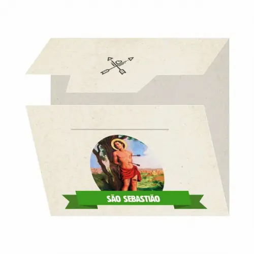 Cartão personalizado + medalhinha de São Sebastião