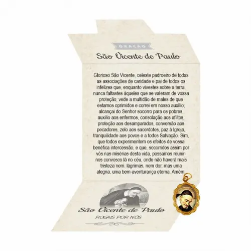 Cartão Personalizado + Medalhinha de São Vicente de Paulo