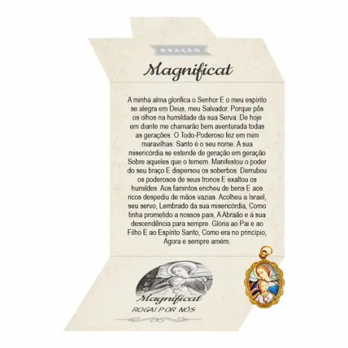 Cartão Personalizado + Medalhinha Magnificat
