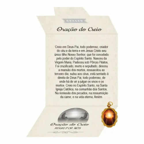 Cartão Personalizado + Medalhinha Oração do Creio