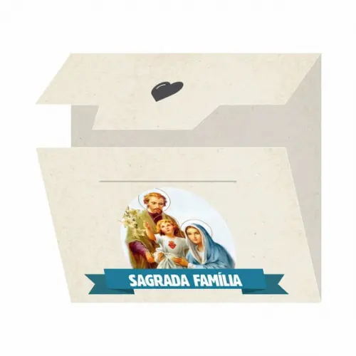 Cartão personalizado + medalhinha Sagrada Família